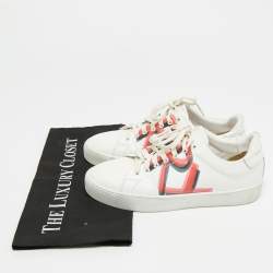Pre Owned Burberry Graffiti Size 36.5 White Leather Lace Up Sneakers