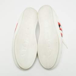 Pre Owned Burberry Graffiti Size 36.5 White Leather Lace Up Sneakers