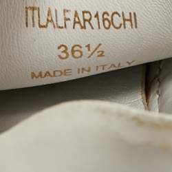 Pre Owned Burberry Graffiti Size 36.5 White Leather Lace Up Sneakers