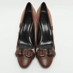 مملوكة مسبقًا Burberry Size 41 Beige/Brown Nova Canvas and Leather Pumps