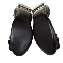 Burberry Black Leather Bearley Buckle Detail Scrunch Ballet Flats Size 38