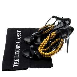 Pre Owned Burberry Prorsum Black T Strap Beaded Sandals Size 37