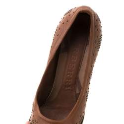 Burberry Brown Leather Studded Platform Pumps Size 37.5