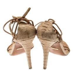 Burberry Beige Python Leather Ankle Wrap Open Toe Sandals Size 38