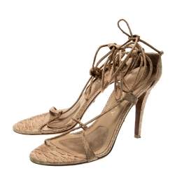 Burberry Beige Python Leather Ankle Wrap Open Toe Sandals Size 38