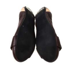 Pre Owned Burberry Dark Brown Nova Check PVC and Leather Studs Round Ballerina Flats Size 41