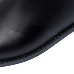 Pre Owned Burberry Black Leather Roscot Belted Rain Boots Size 36