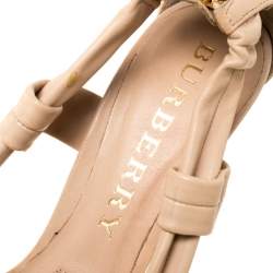 Pre Owned Burberry Beige Leather Strap Platform Sandals Size 38