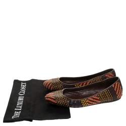 مملوكة مسبقًا Burberry Multicolor Woven Leather Ballet Flat Size 38.5