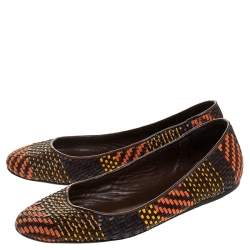 مملوكة مسبقًا Burberry Multicolor Woven Leather Ballet Flat Size 38.5
