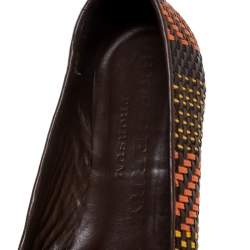 مملوكة مسبقًا Burberry Multicolor Woven Leather Ballet Flat Size 38.5