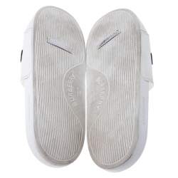 Burberry White Rubber And Black Kingdom Motif Slip On Slides Size 43