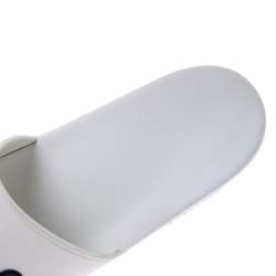Burberry White Rubber And Black Kingdom Motif Slip On Slides Size 43