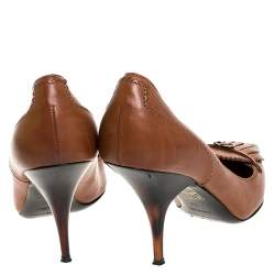 Burberry Tan Leather Fringe Pointed Toe Pumps Size 36