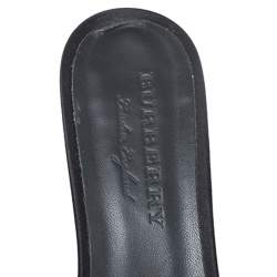 Pre Owned Burberry Black Satin Chain Detail Open Toe Mules Size 40