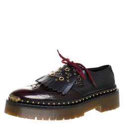 Burberry Two Tone Brogue Leather Bissett Fringe Detail Lace Up Platform Derby Size 41