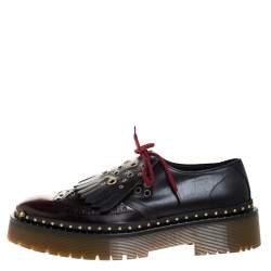Burberry Two Tone Brogue Leather Bissett Fringe Detail Lace Up Platform Derby Size 41