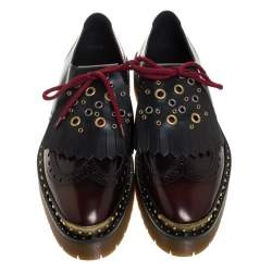 Burberry Two Tone Brogue Leather Bissett Fringe Detail Lace Up Platform Derby Size 41