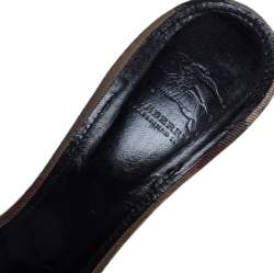 Burberry Black Leather Cross Strap Slides Size 40