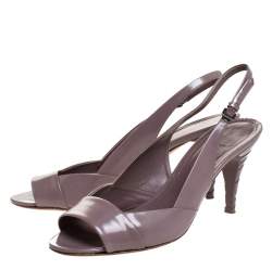 Pre Owned Burberry Lilac Leather Open Toe Slingback Sandals Size 41
