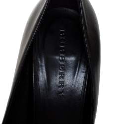 Burberry Black Leather And Canvas Trim Twist Lock Dunlow Peep Toe Pumps Size 41