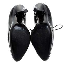 Pre Owned Burberry Black Patent Leather Victorian Lace Up Platform Booties Size 38