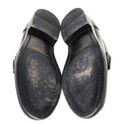 Pre Owned Burberry Black Leather Bedmont Eyelet Detail Penny Loafers Size 37