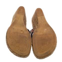 Burberry Beige/Black Novacheck Canvas Espadrille Thong Wedge Sandals Size 39