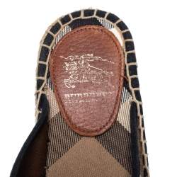 Burberry Beige/Black Novacheck Canvas Espadrille Thong Wedge Sandals Size 39
