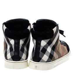 Pre Owned Burberry Black/Beige Check Canvas Painton High Top  Sneakers Size 43