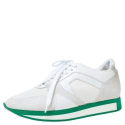 Pre Owned Burberry White Leather, Suede and Canvas Low Top Sneakers Size 39