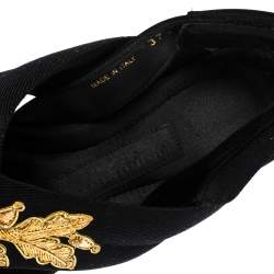 مملوكة مسبقًا Burberry Black/Gold Embroidered Fabric and Satin Actonshire Crisscross Sandals Size 37.5