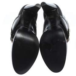 Pre Owned Burberry Black Leather Buckle Ankle Booties Size 39
