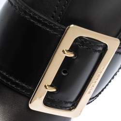 Pre Owned Burberry Black Leather Buckle Ankle Booties Size 39