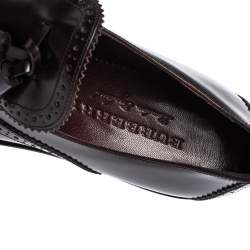 Pre Owned Burberry Burgundy Brogue Leather Tassel Detail Loafers Size 37