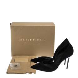 Pre Owned Burberry Black Suede Leather Virna D 'Orsay Pointed Toe Pumps Size 40