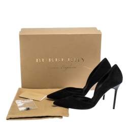 Pre Owned Burberry Black Suede Leather Virna D 'Orsay Pointed Toe Pumps Size 36.5