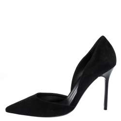 Pre Owned Burberry Black Suede Leather Virna D 'Orsay Pointed Toe Pumps Size 36.5