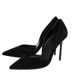 Pre Owned Burberry Black Suede Leather Virna D 'Orsay Pointed Toe Pumps Size 36.5