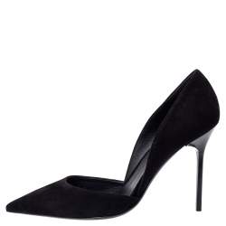 Pre Owned Burberry Black Suede Leather Virna D 'Orsay Pointed Toe Pumps Size 41
