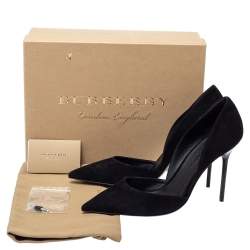 Pre Owned Burberry Black Suede Leather Virna D 'Orsay Pointed Toe Pumps Size 41