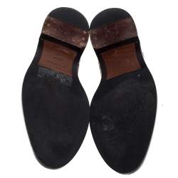 Pre Owned Burberry Black Patent Brogue Studded Lace Up Oxfords Size 40