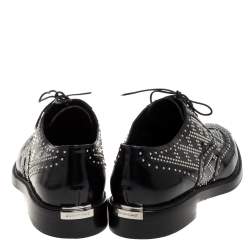 Pre Owned Burberry Black Patent Brogue Studded Lace Up Oxfords Size 40