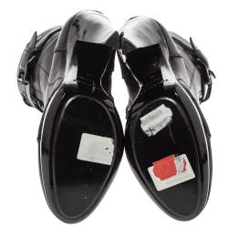 مملوكة مسبقًا Burberry Black Leather Buckle Detail Boots Size 38