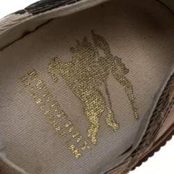 Pre Owned Burberry Brown Leather And Nova Check Quilted Canvas Low Top Sneakers Size 37