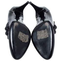 Pre Owned حذاء كعب عالى بربرى زخرفة مارى جين جلد أسود مقاس 41