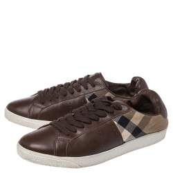 Burberry Brown Canvas And Leather Lace Sneakers Size 43