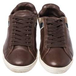 Burberry Brown Canvas And Leather Lace Sneakers Size 43