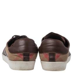 Burberry Brown Canvas And Leather Lace Sneakers Size 43