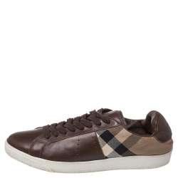 Burberry Brown Canvas And Leather Lace Sneakers Size 43